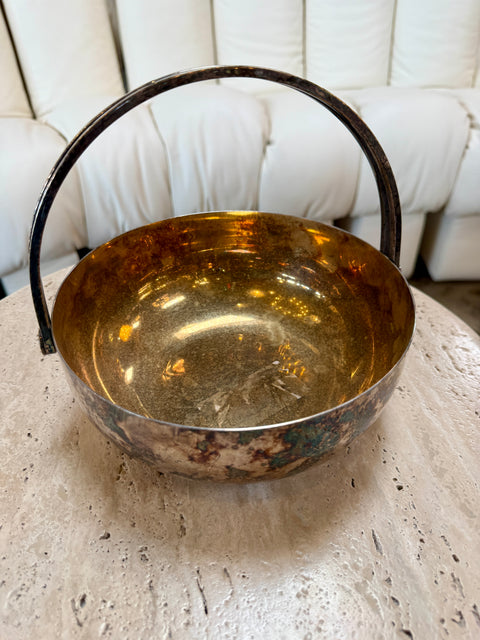 Vintage Italian Silver-Plated and Gilt Metal Basket