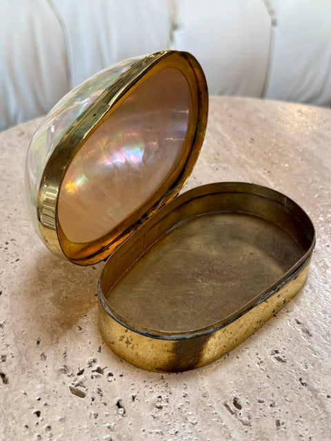 Large Decorative Mother-of-Pearl and Brass Lidded Box, 1970s