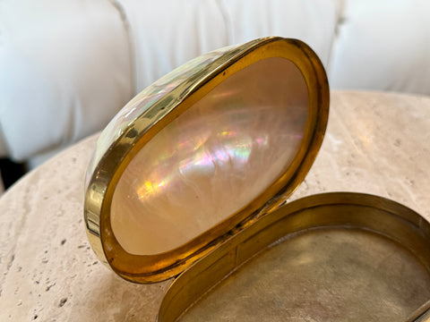 Large Decorative Mother-of-Pearl and Brass Lidded Box, 1970s