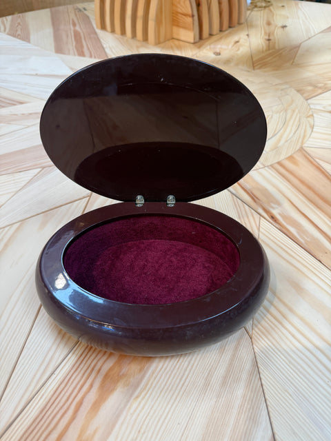 Vintage Italian Oval Vanity Box with Smoked Mirror