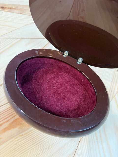 Vintage Italian Oval Vanity Box with Smoked Mirror