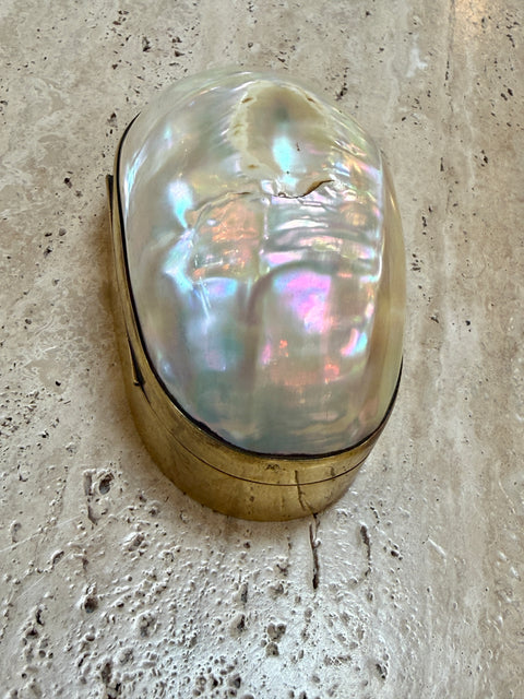 Large Decorative Mother-of-Pearl and Brass Lidded Box, 1970s