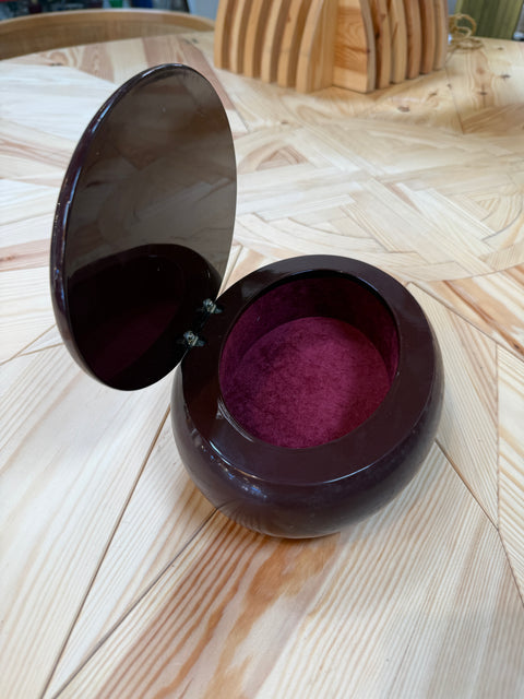 Vintage Italian Oval Vanity Box with Smoked Mirror