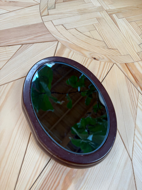 Vintage Italian Oval Vanity Box with Smoked Mirror