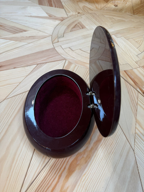 Vintage Italian Oval Vanity Box with Smoked Mirror