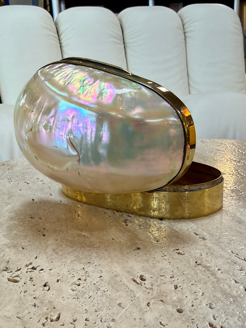 Large Decorative Mother-of-Pearl and Brass Lidded Box, 1970s