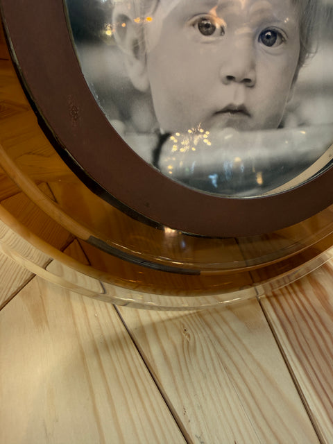Italian Modernist Round Lucite Picture Frame, 1970s