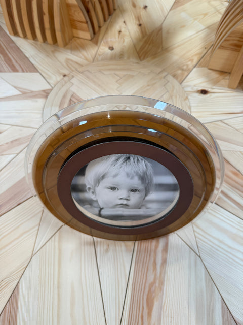 Italian Modernist Round Lucite Picture Frame, 1970s