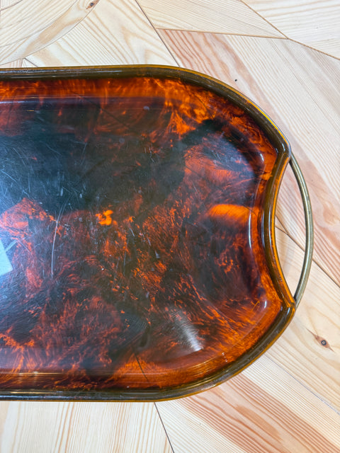 Italian Tortoiseshell Serving Tray with Brass Handles