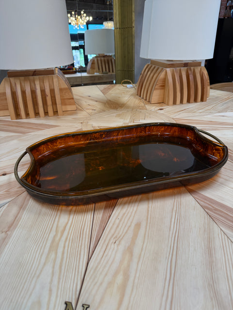 Italian Tortoiseshell Serving Tray with Brass Handles