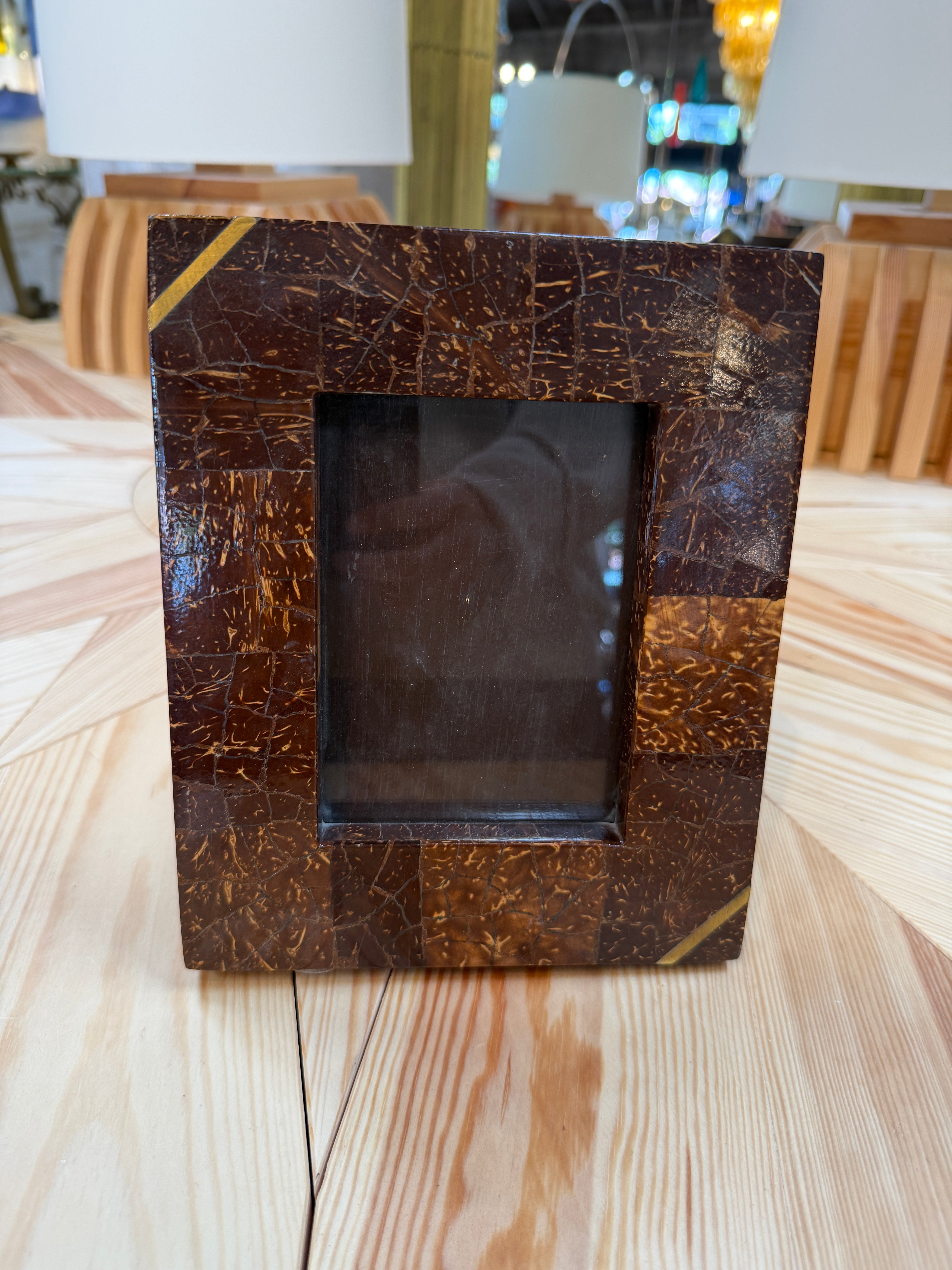 Vintage Italian Coconut-Shell Mosaic Picture Frame