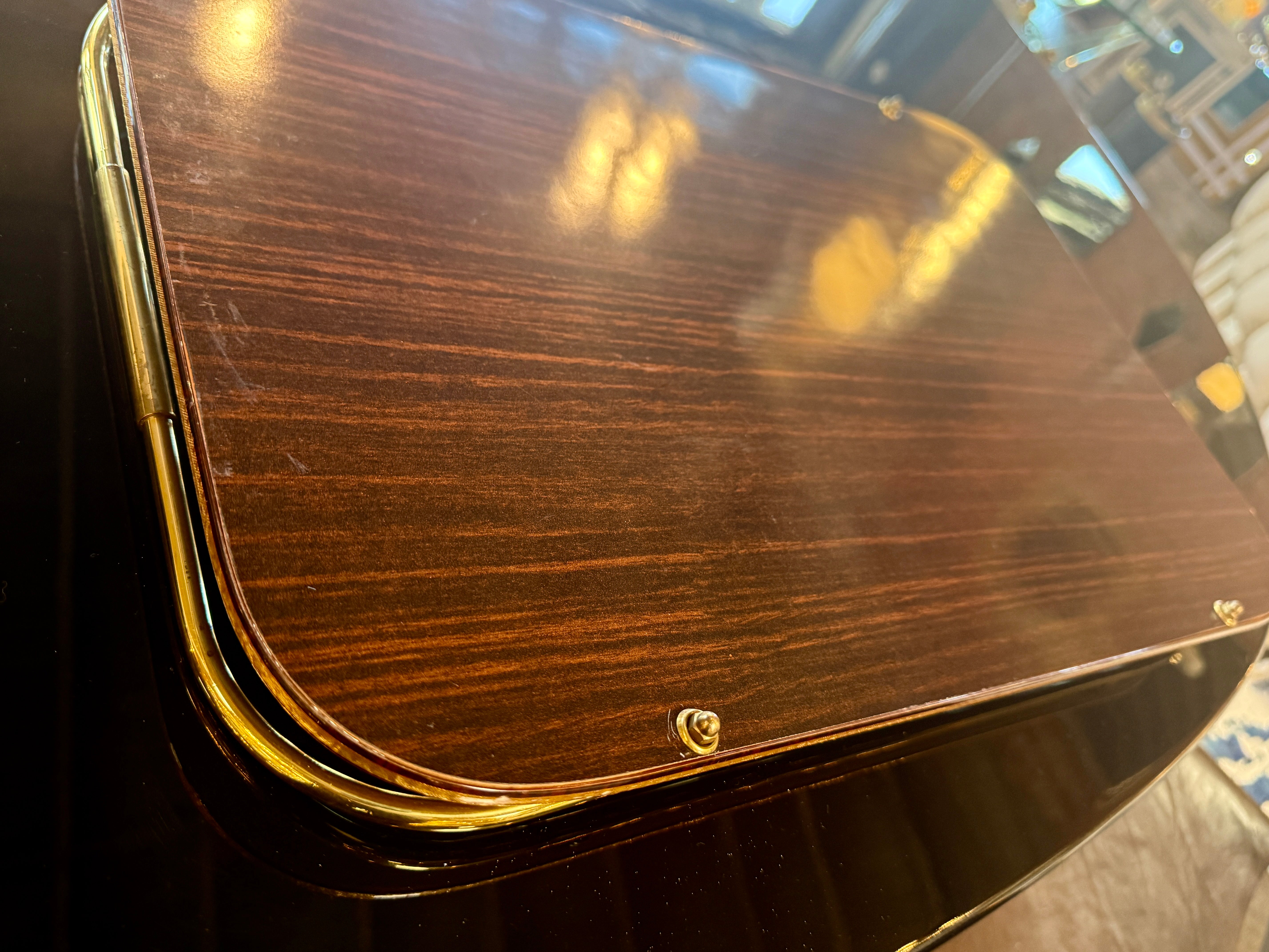 Vintage Italian Scenic Serving Tray with Brass Gallery Rail