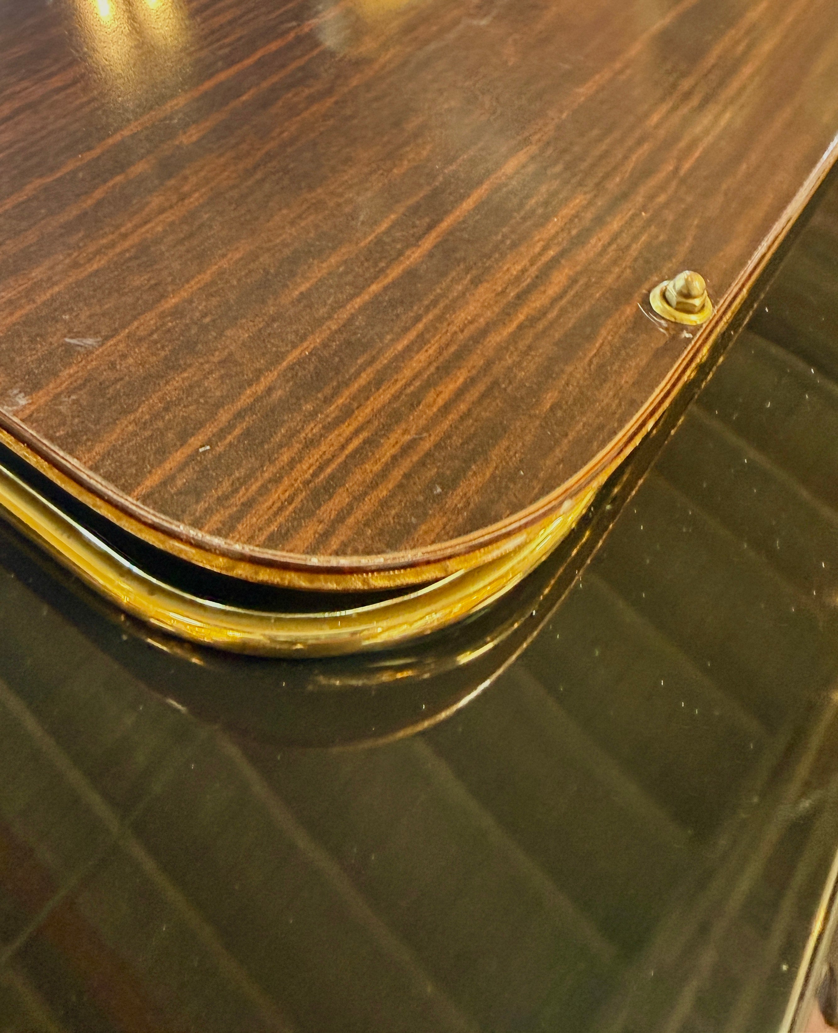 Vintage Italian Scenic Serving Tray with Brass Gallery Rail