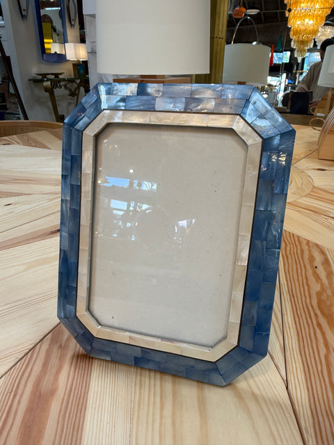 Blue and Ivory Mother-of-Pearl Mosaic Picture Frame