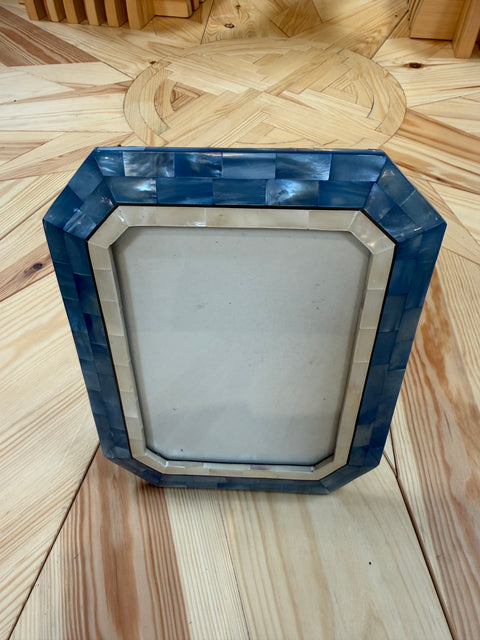 Blue and Ivory Mother-of-Pearl Mosaic Picture Frame
