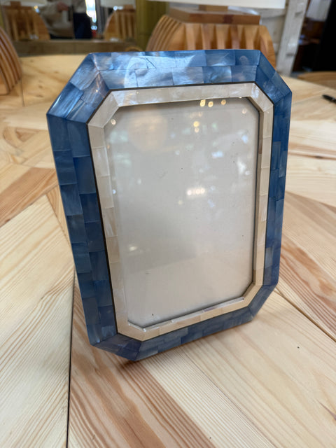 Blue and Ivory Mother-of-Pearl Mosaic Picture Frame