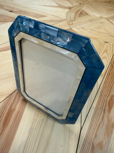 Blue and Ivory Mother-of-Pearl Mosaic Picture Frame
