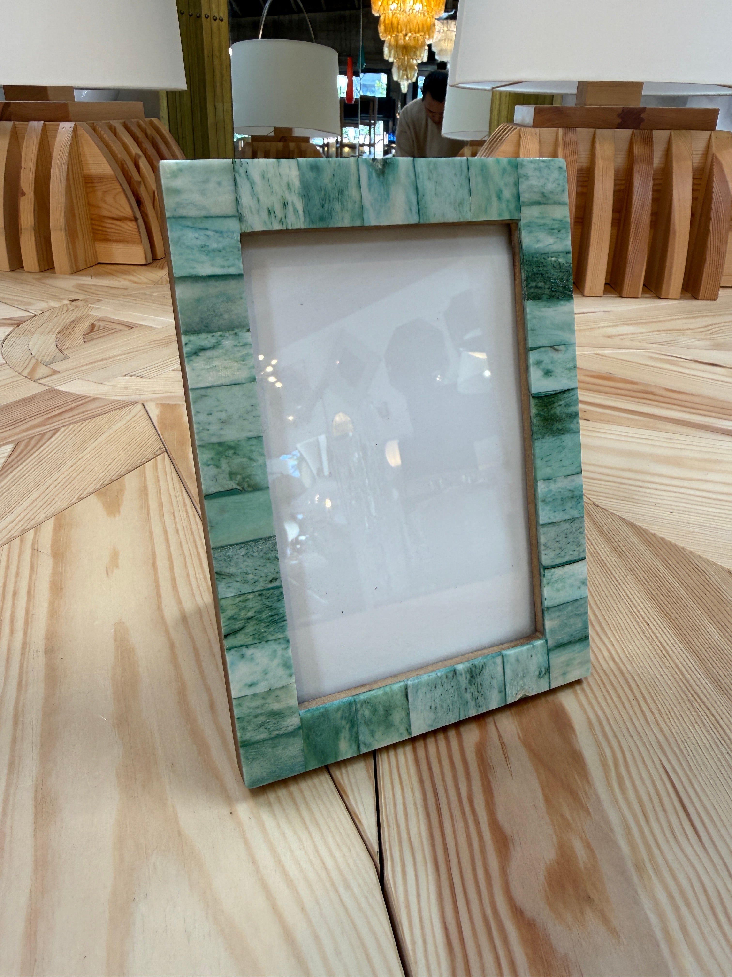 Vintage Green Mosaic Stone Picture Frame