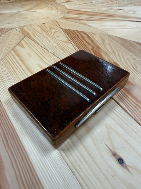 Vintage Italian Burl Wood and Chrome Decorative Box