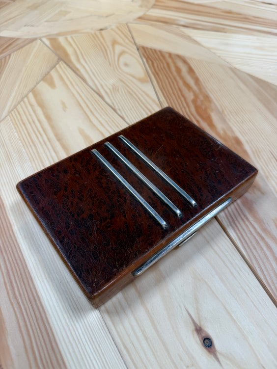 Vintage Italian Burl Wood and Chrome Decorative Box
