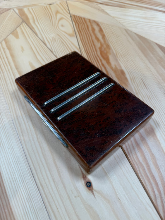 Vintage Italian Burl Wood and Chrome Decorative Box