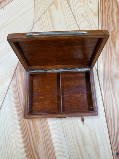 Vintage Italian Burl Wood and Chrome Decorative Box
