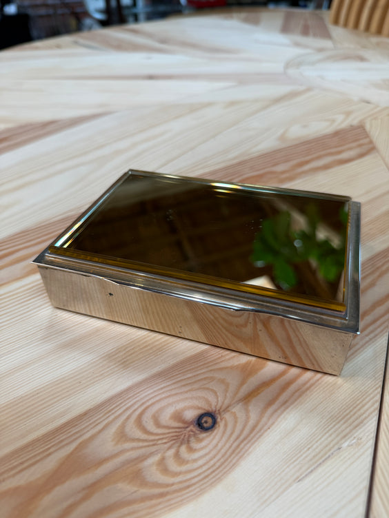 Vintage Italian Chrome and Mirror -Glass Decorative Box