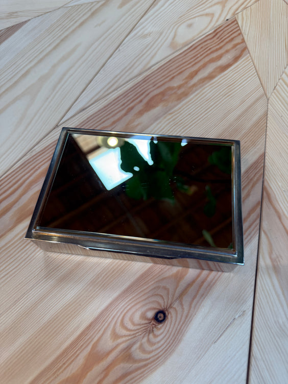 Vintage Italian Chrome and Mirror -Glass Decorative Box