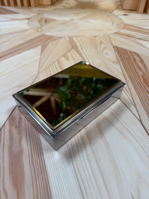 Vintage Italian Chrome and Mirror -Glass Decorative Box