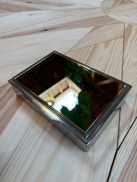 Vintage Italian Chrome and Mirror -Glass Decorative Box