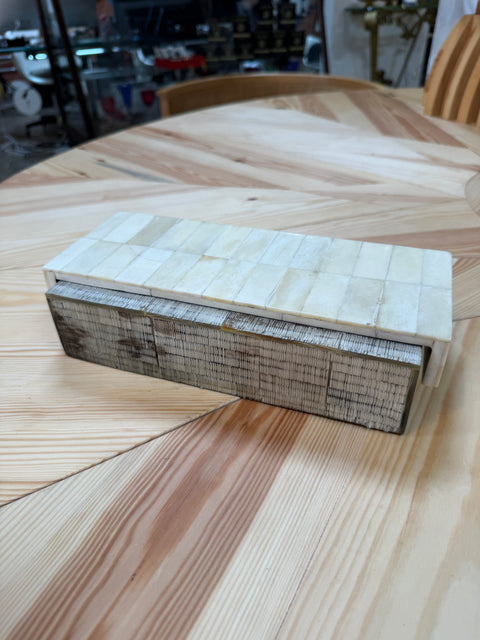Vintage Decorative Box with Mother-of-Pearl Mosaic Lid