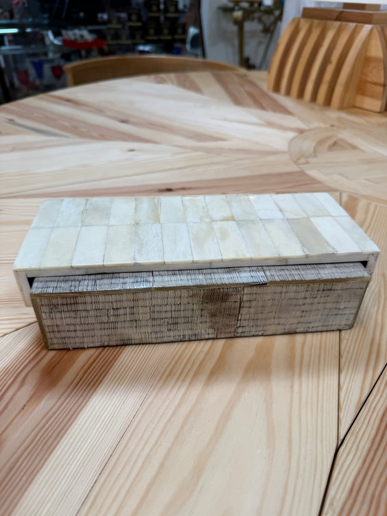 Vintage Decorative Box with Mother-of-Pearl Mosaic Lid