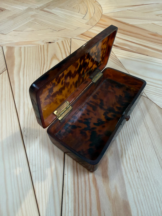 Faux Tortoiseshell Lucite Rectangular Box