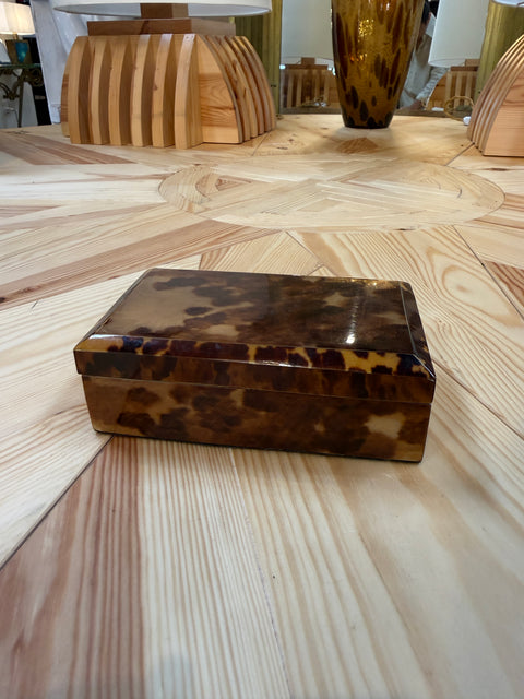 Tortoiseshell-Style Wood Box with Beveled Lid