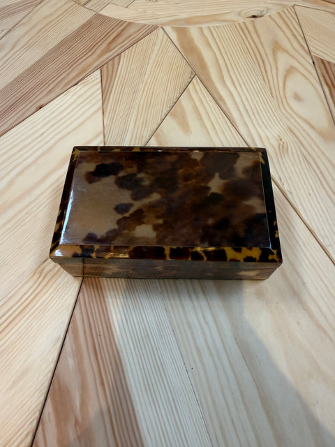 Tortoiseshell-Style Wood Box with Beveled Lid