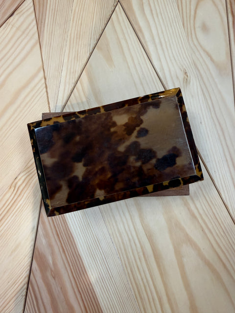 Tortoiseshell-Style Wood Box with Beveled Lid