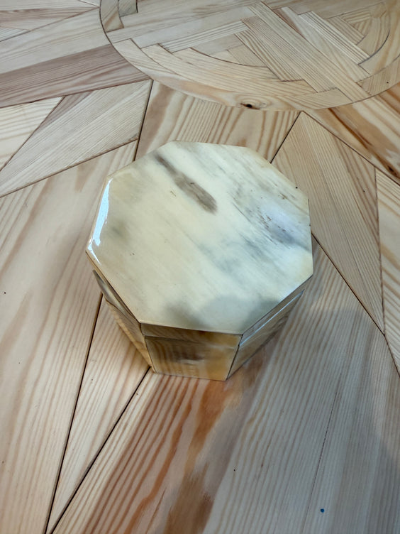 Vintage Octagonal Horn-Clad Decorative Box