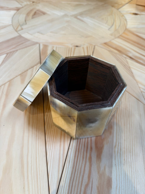 Vintage Octagonal Horn-Clad Decorative Box
