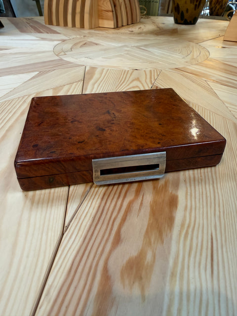 Vintage Italian Burlwood Travel Vanity Box with Mirror