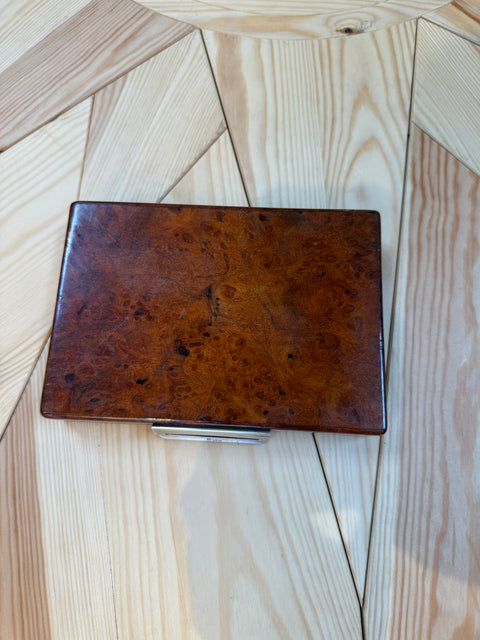 Vintage Italian Burlwood Travel Vanity Box with Mirror