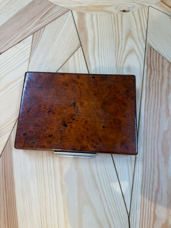 Vintage Italian Burlwood Travel Vanity Box with Mirror