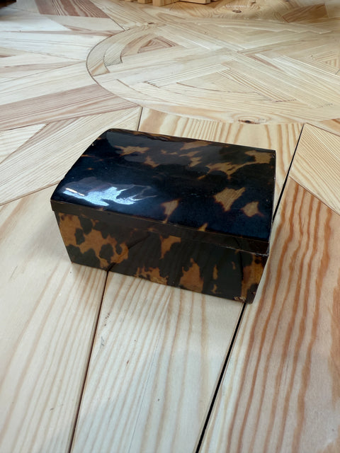 Faux Tortoiseshell Wood Box with Domed Lid