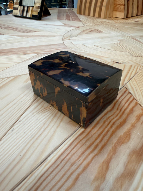 Faux Tortoiseshell Wood Box with Domed Lid