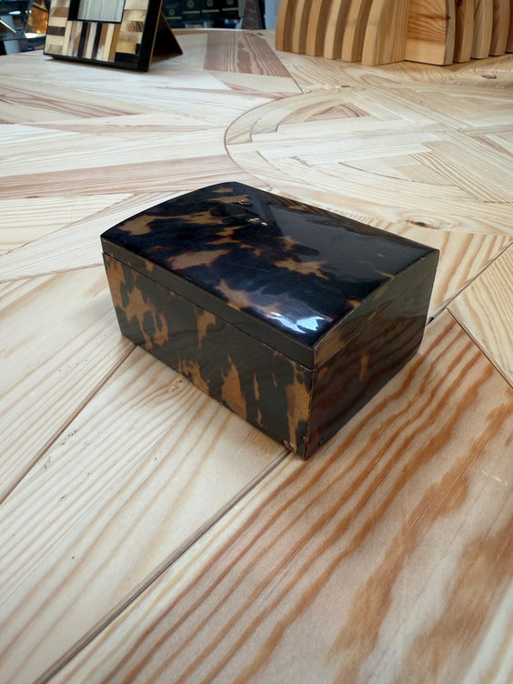Faux Tortoiseshell Wood Box with Domed Lid