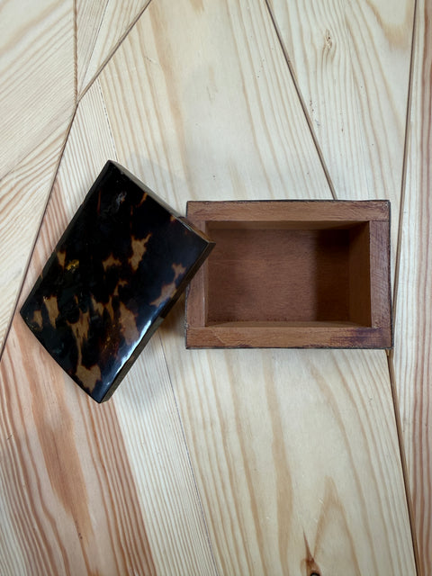 Faux Tortoiseshell Wood Box with Domed Lid