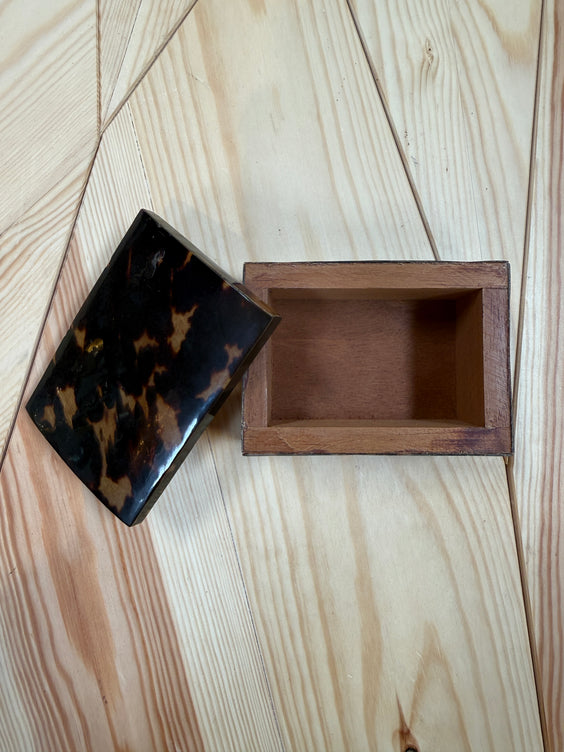 Faux Tortoiseshell Wood Box with Domed Lid