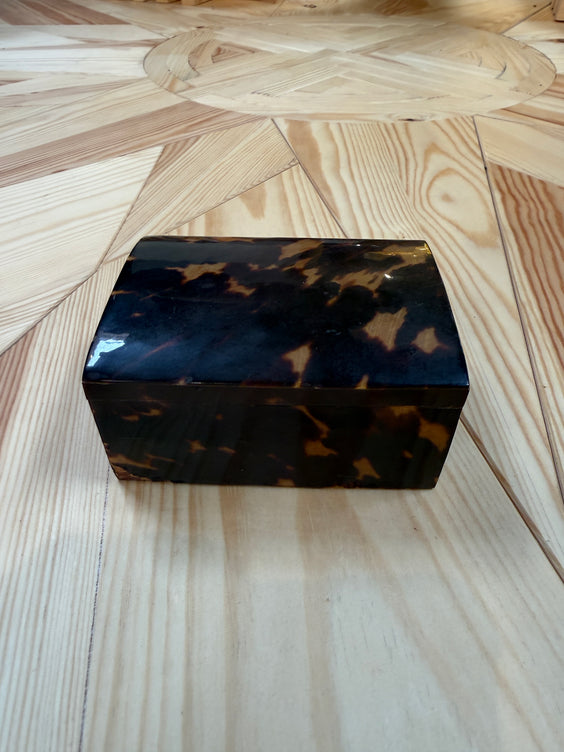 Faux Tortoiseshell Wood Box with Domed Lid