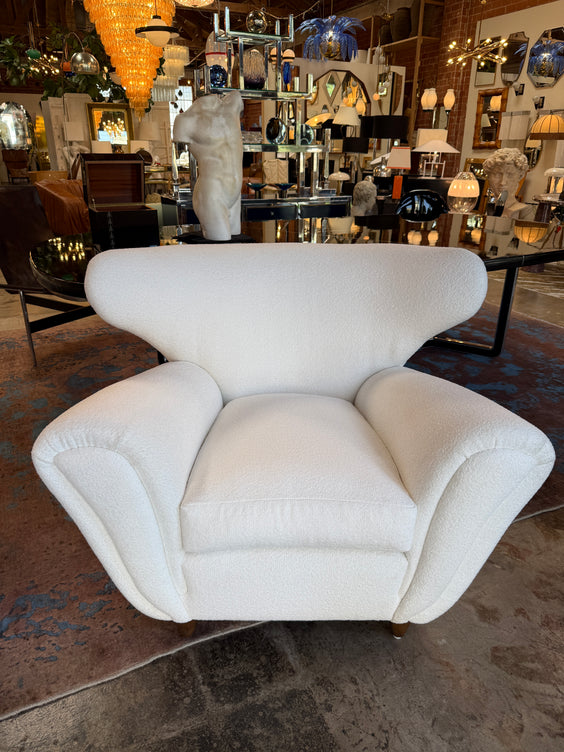 Pair of Italian Boucle Armchairs Attributed to Guglielmo Ulrich