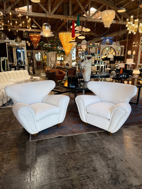 Pair of Italian Boucle Armchairs Attributed to Guglielmo Ulrich