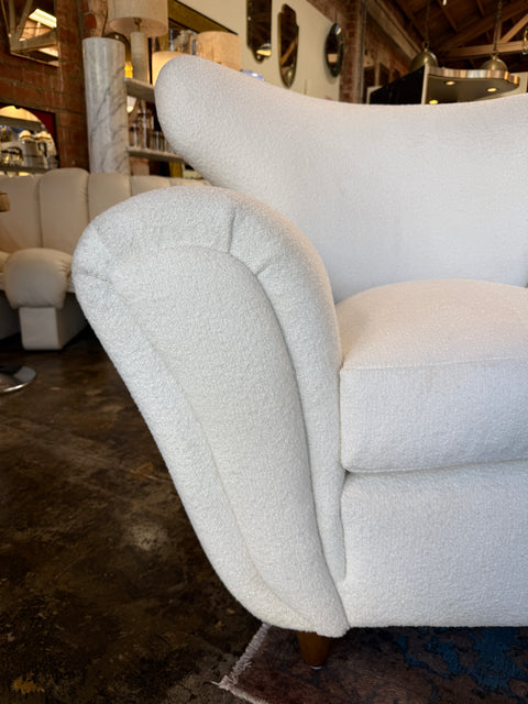 Pair of Italian Boucle Armchairs Attributed to Guglielmo Ulrich